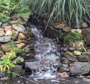 Waterval voor bewegend water, zuurstof verrijking en natuurlijke drinkplaats vogels en dieren - Hoveniersbedrijf C.K. van Mourik de hovenier voor West Betuwe, Tiel, Culemborg, Geldermalsen, Buren